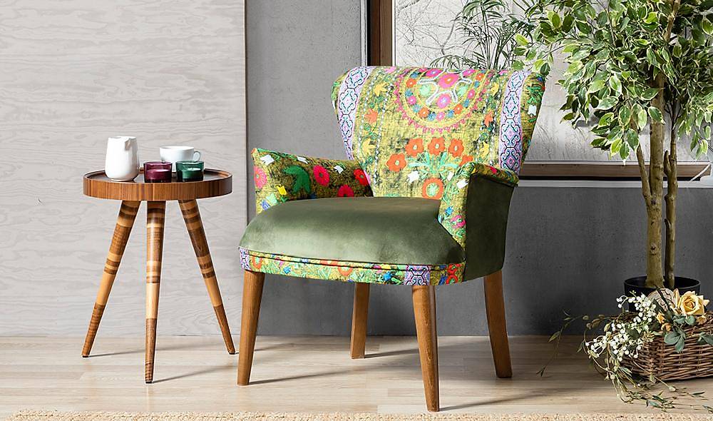 Hawaii Yeşil Berjer Çay Seti Koltuk