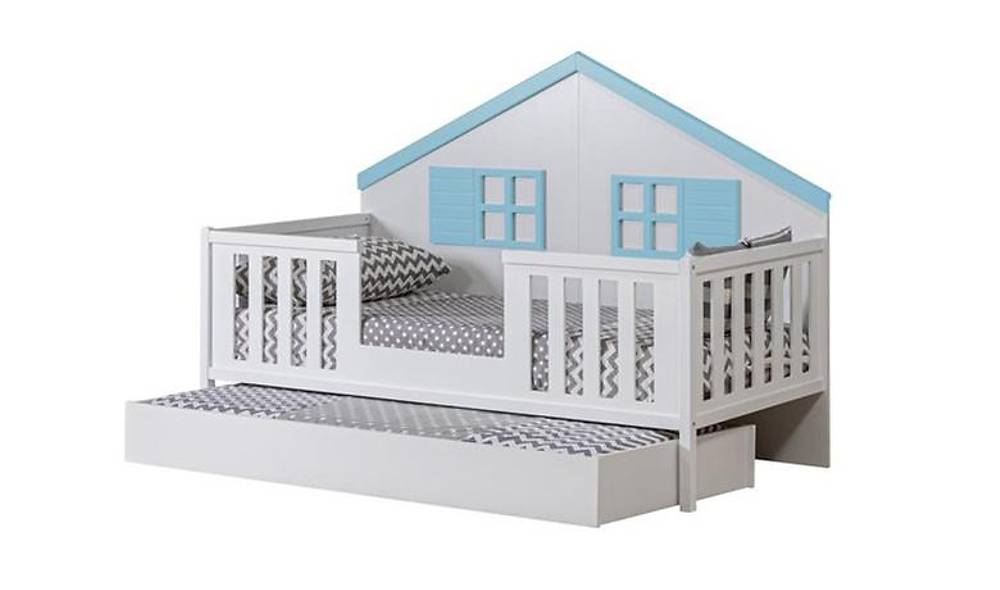 Stars İkiz Montessori Karyola Mavi İndirimli Mobilya