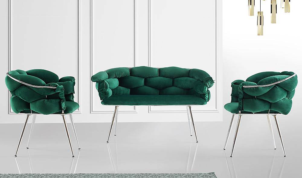 Balon Yeşil Çay Seti Koltuk Çay Seti Koltuk