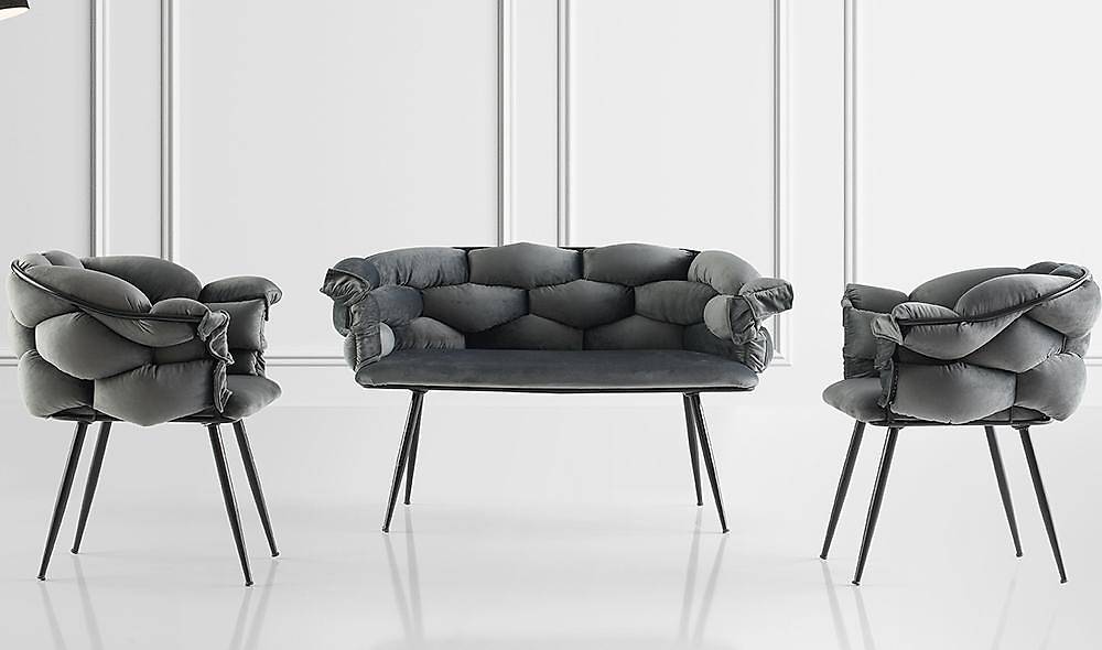 Balon Gri Çay Seti Koltuk Çay Seti Koltuk