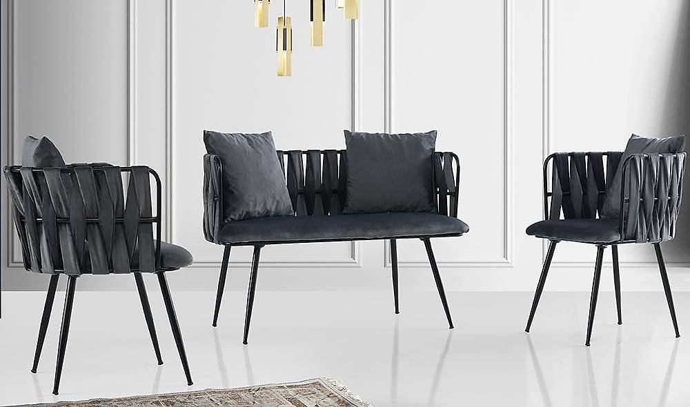 Çınar Antrasit Çay Seti Koltuk Çay Seti Koltuk