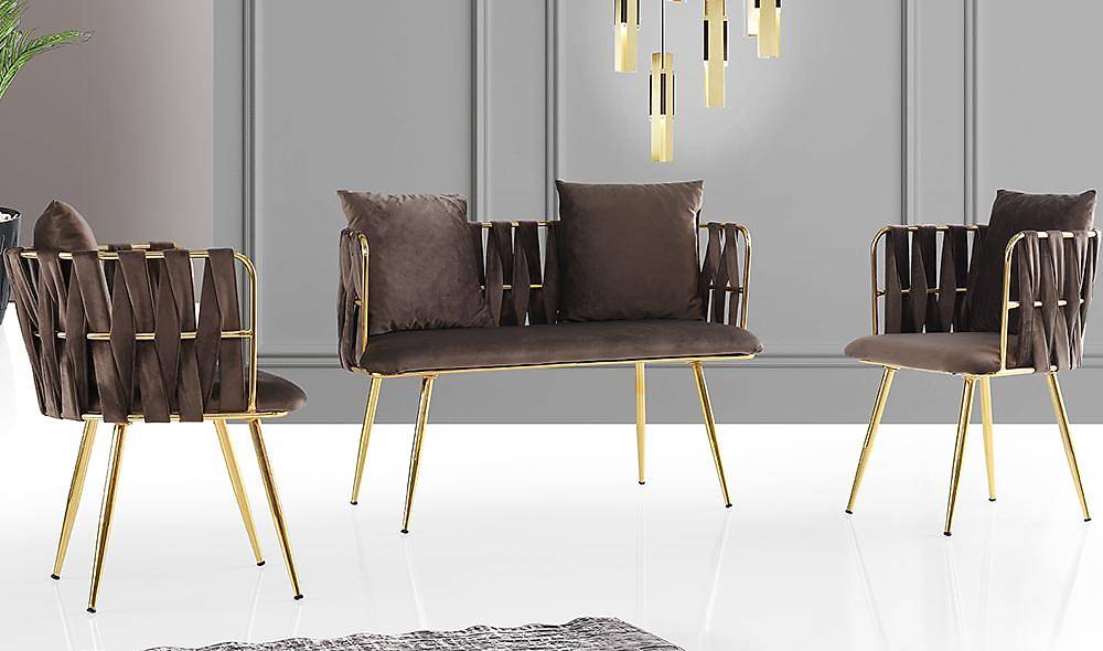 Çınar Kahverengi Çay Seti Koltuk Çay Seti Koltuk