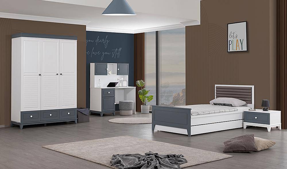 Rolete Genç Odası - Antrasit İndirimli Mobilya