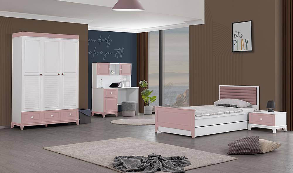 Rolete Genç Odası - Pembe İndirimli Mobilya
