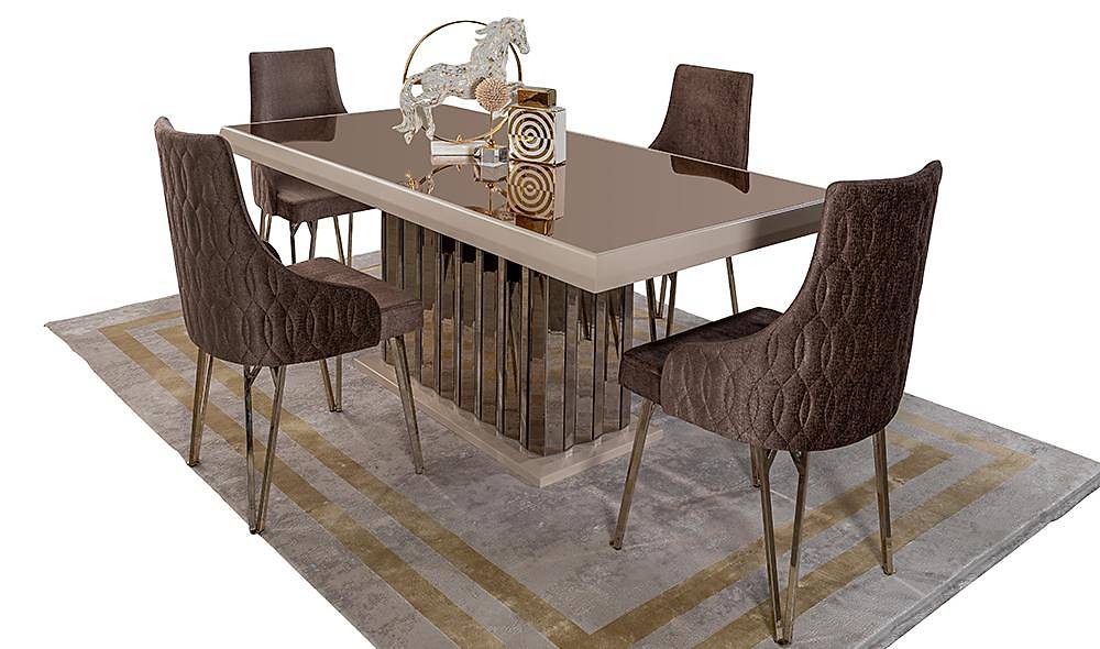 Praga Yemek Masası Takımı - Bronz İndirimli Mobilya