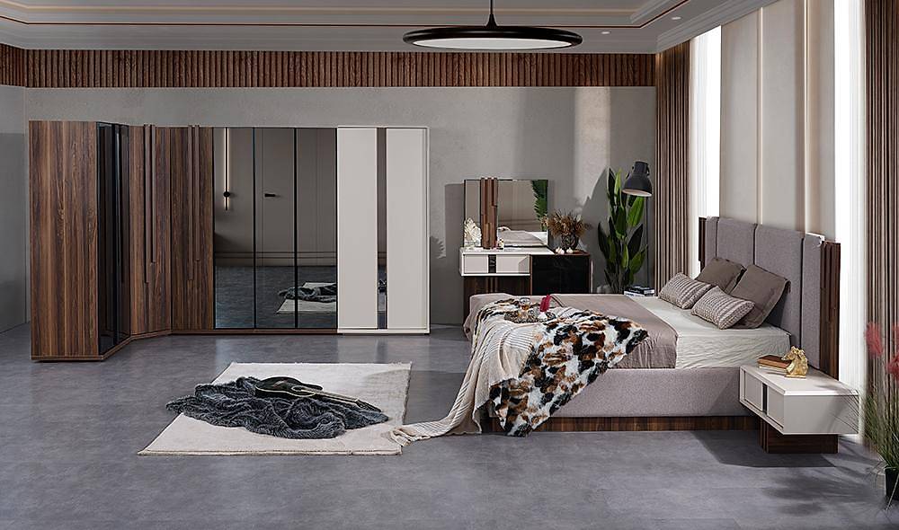Felipe Bazalı Yatak Odası - Köşe Dolaplı Giyinme Odası