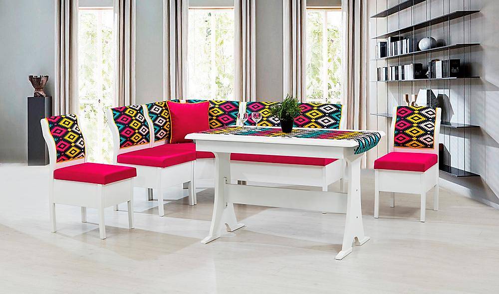 Aras Mutfak Köşe Takımı - Pembe Mutfak Köşe Takımları