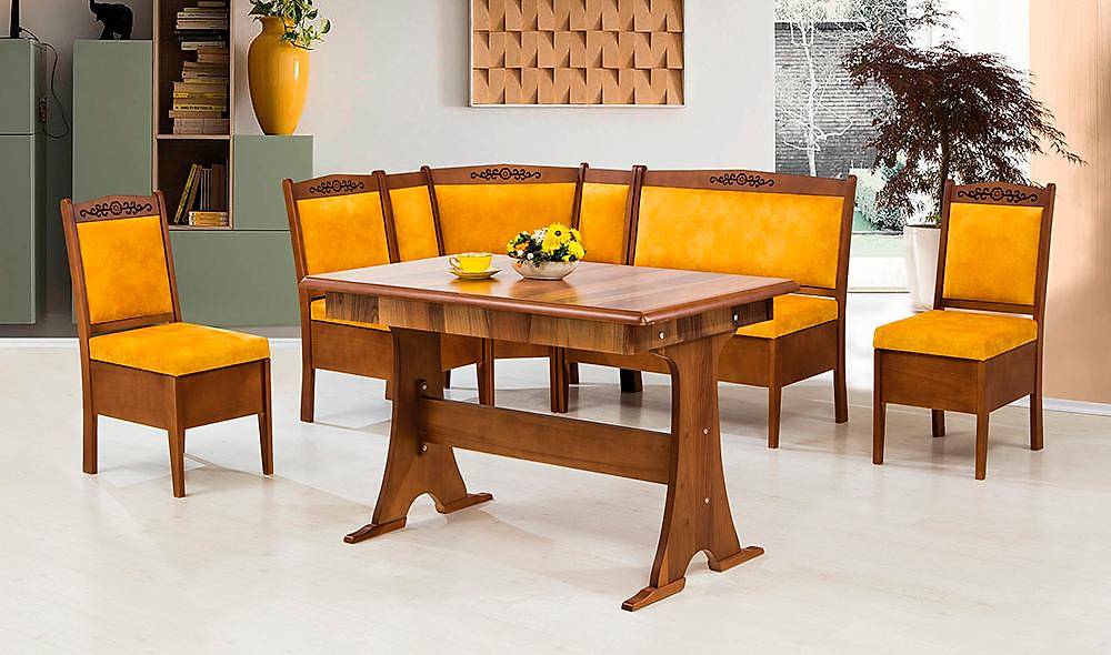 Hicran Mutfak Köşe Takımı Ceviz - Hardal Mutfak Köşe Takımları