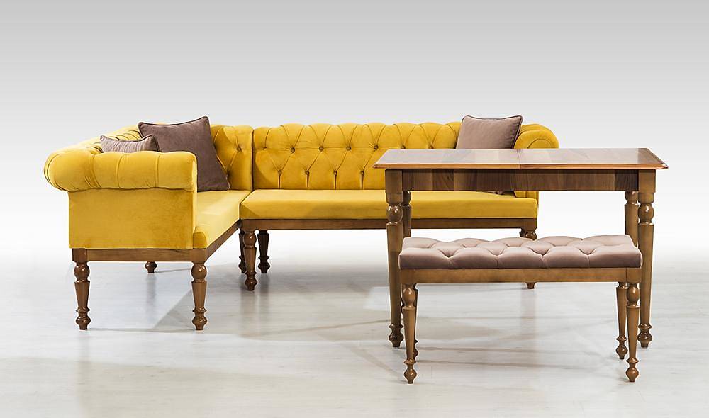 Elit Chester Sarı Mutfak Köşe Takımı Mutfak Köşe Takımları