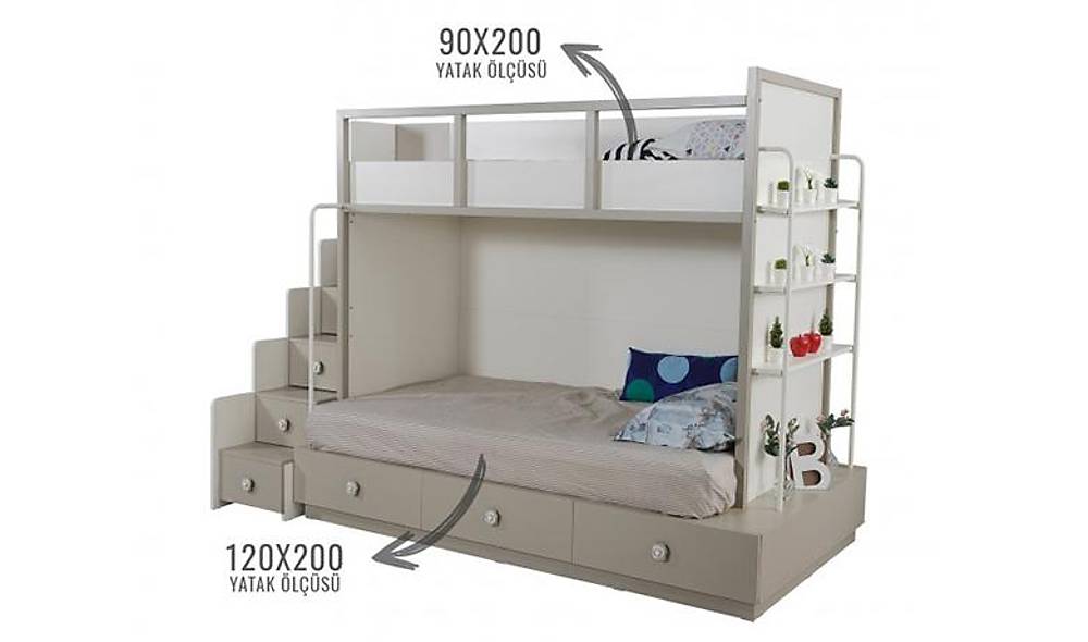 Avşa Merdivenli Ranza İndirimli Mobilya