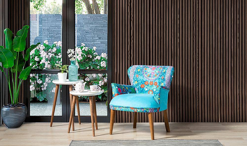 Hawaii Mavi Berjer Çay Seti Koltuk