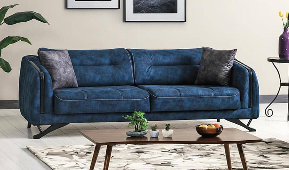 Ester Mavi - Gri Koltuk Takımı Metal Kasa İndirimli Mobilya