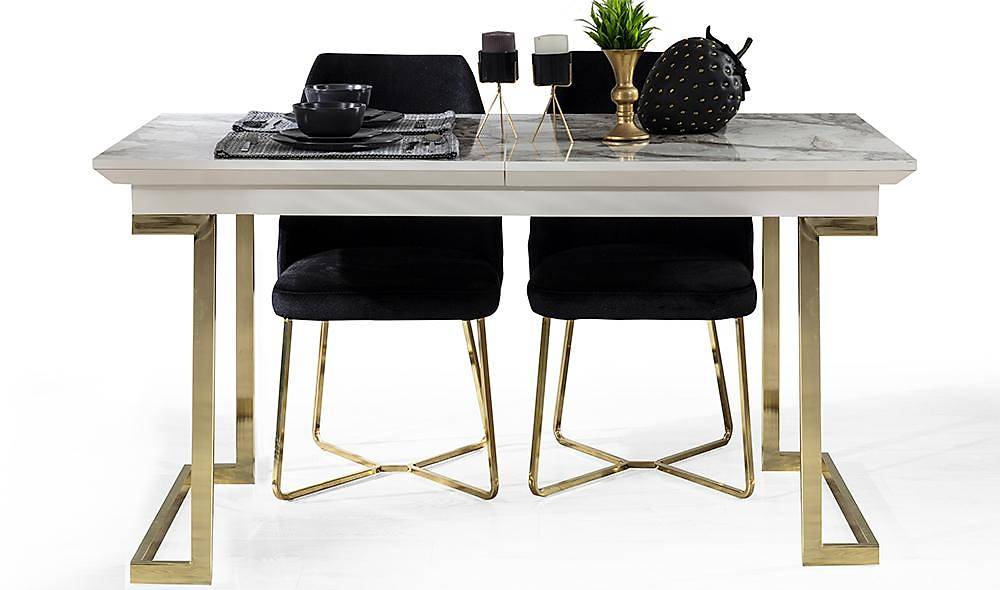 Altunizade Ekru Mermer Masa Takımı Yemek Masası Takımı