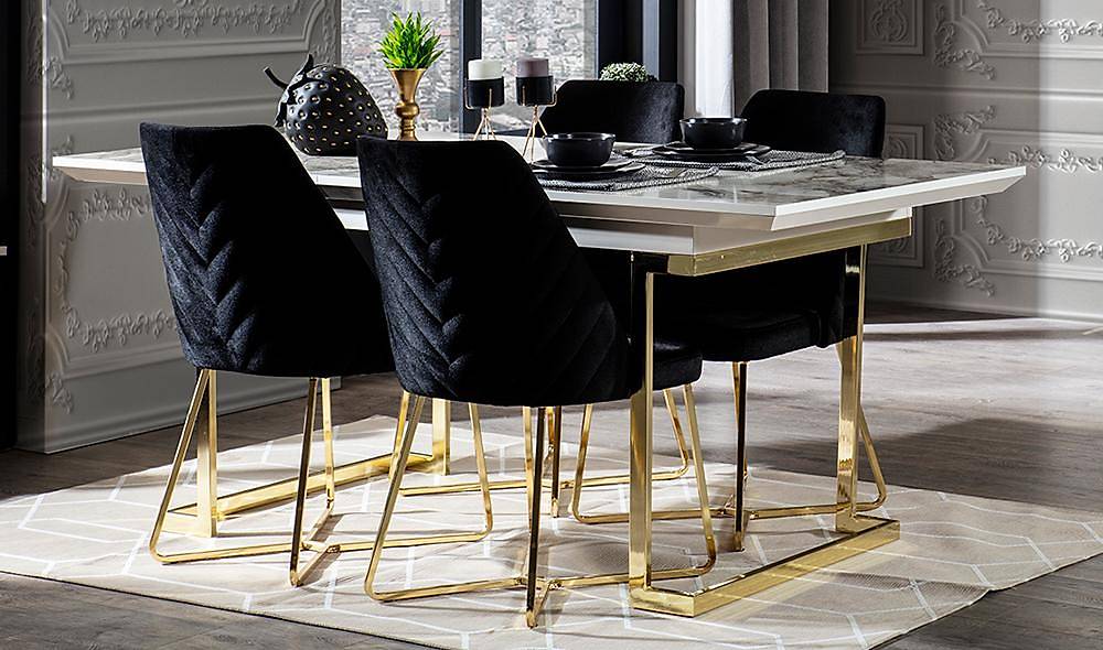 Altunizade Ekru Mermer Masa Takımı Yemek Masası Takımı