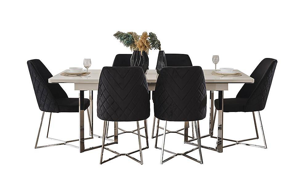 Akustik Beyaz Yemek Masası Takımı Yemek Masası Takımı