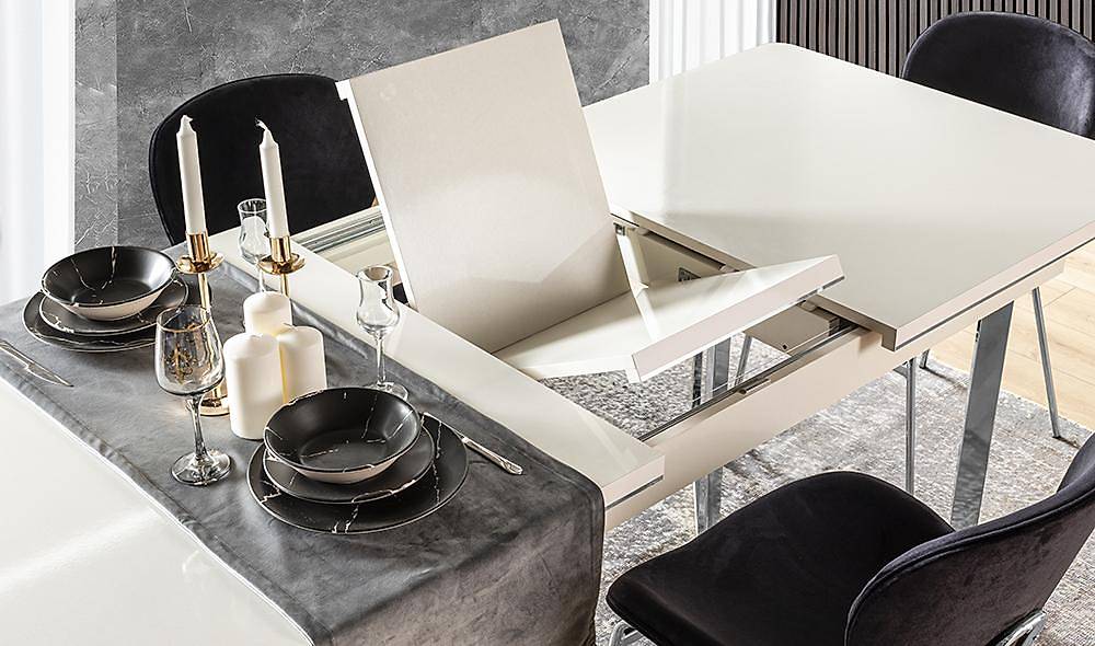 Akustik Beyaz Yemek Masası Takımı Yemek Masası Takımı