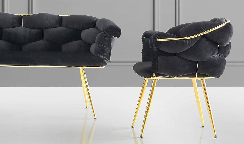 Balon Siyah Çay Seti Koltuk Çay Seti Koltuk