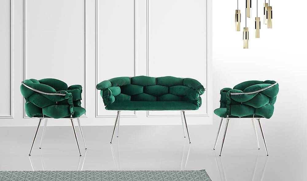 Balon Yeşil Çay Seti Koltuk Çay Seti Koltuk