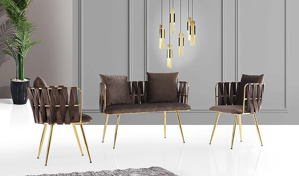 Çınar Kahverengi Çay Seti Koltuk Çay Seti Koltuk