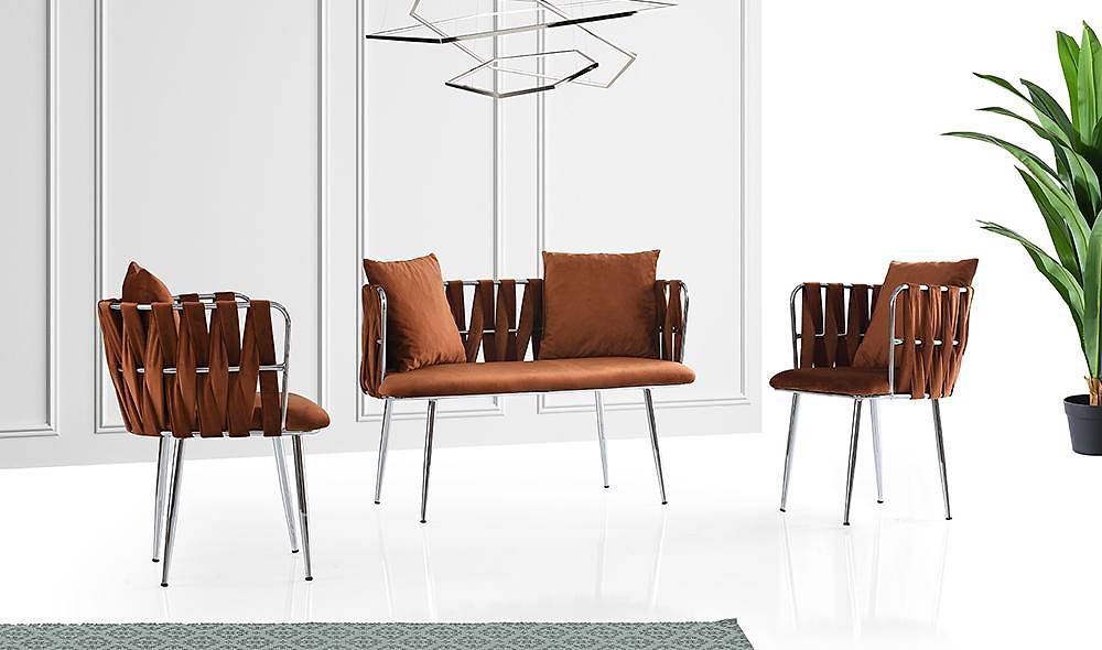 Çınar Turuncu Çay Seti Koltuk Çay Seti Koltuk