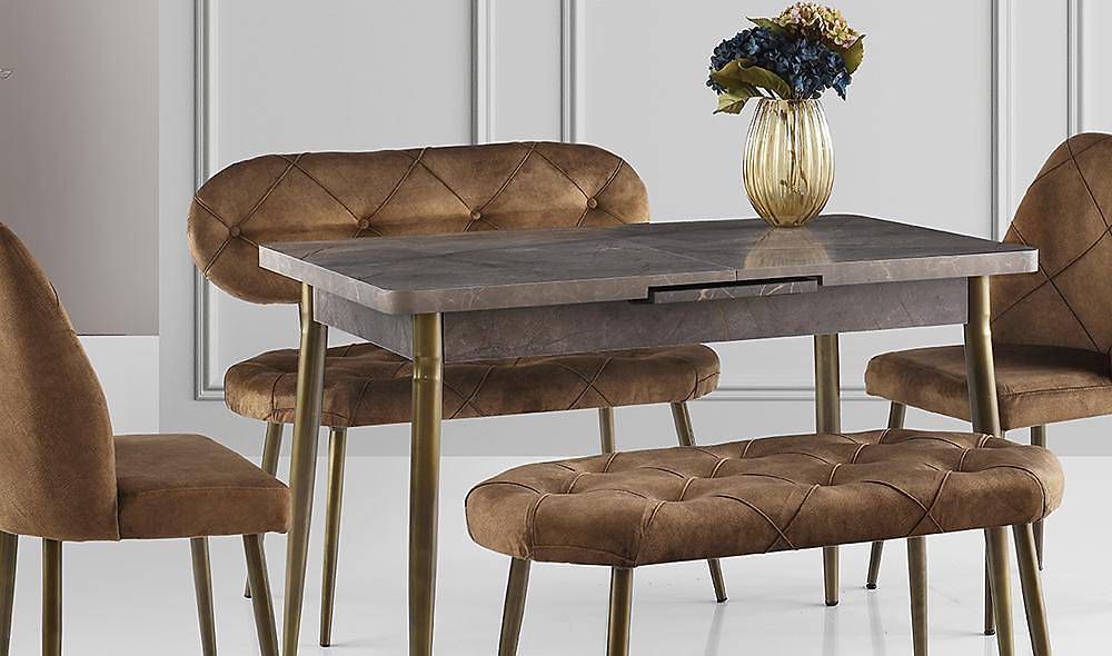 Kahve Kapitoneli Yemek Masası Takımı Yemek Masası Takımı