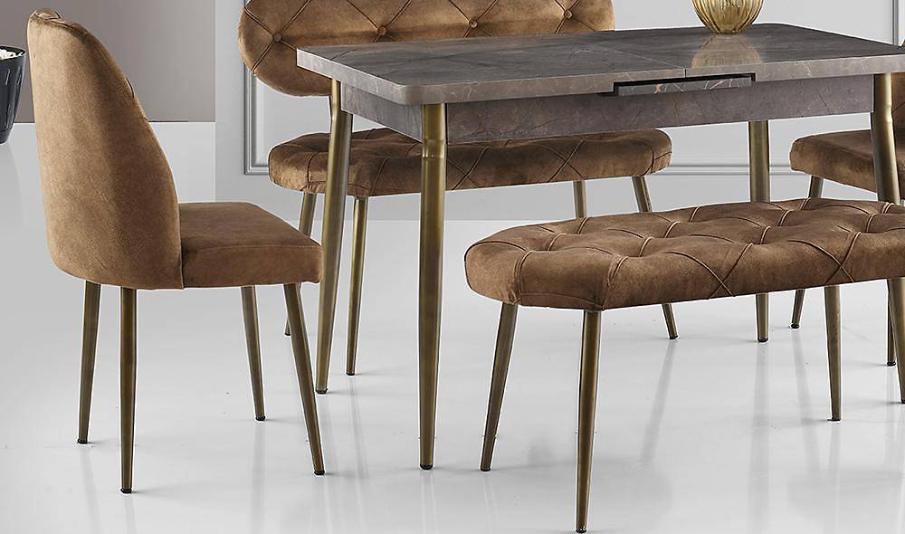 Kahve Kapitoneli Yemek Masası Takımı Yemek Masası Takımı