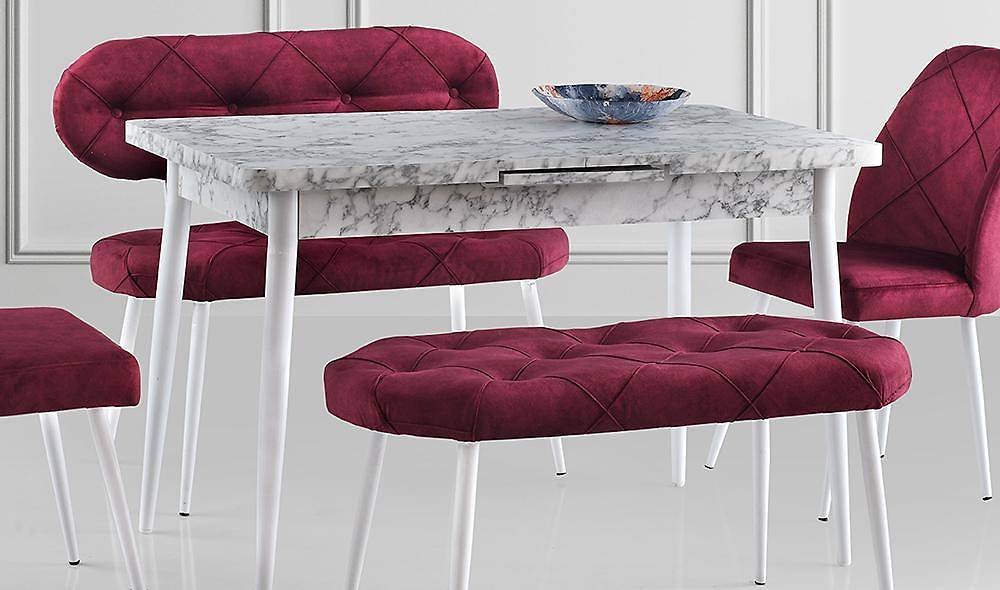 Mor Kapitoneli Yemek Masası Takımı Yemek Masası Takımı