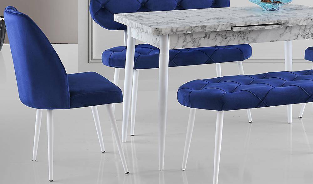 Mavi Kapitoneli Yemek Masası Takımı Yemek Masası Takımı