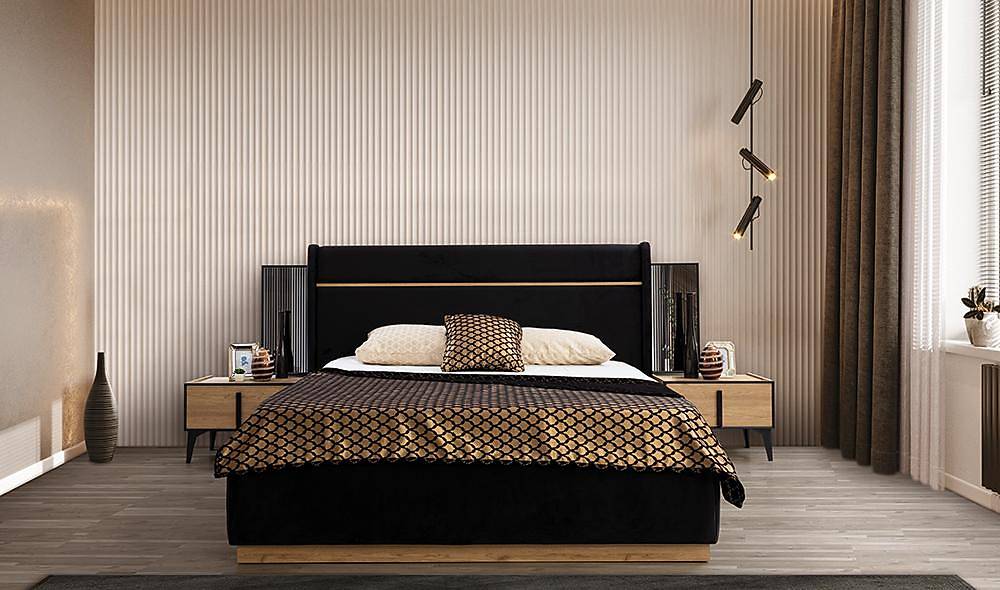 Pena Bazalı Yatak Odası - Köşe Dolaplı Giyinme Odası