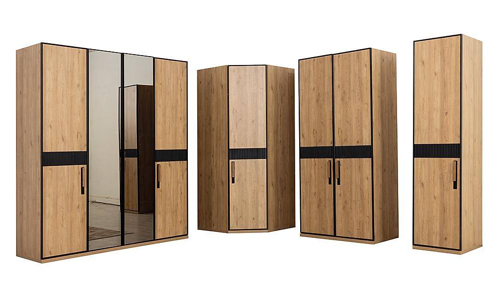 Pena Bazalı Yatak Odası - Köşe Dolaplı Giyinme Odası