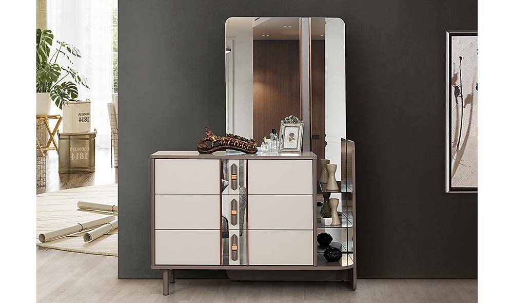 Valdes Bazalı Yatak Odası - Köşe Dolaplı Giyinme Odası