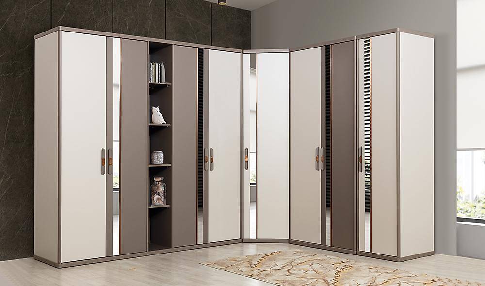 Valdes Bazalı Yatak Odası - Köşe Dolaplı Giyinme Odası