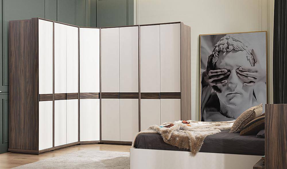 Martha Bazalı Yatak Odası - Köşe Dolaplı Giyinme Odası