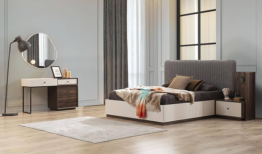 Martha Bazalı Yatak Odası - Köşe Dolaplı Giyinme Odası