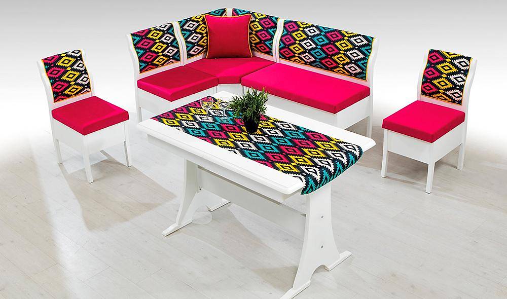 Aras Mutfak Köşe Takımı - Pembe Mutfak Köşe Takımları