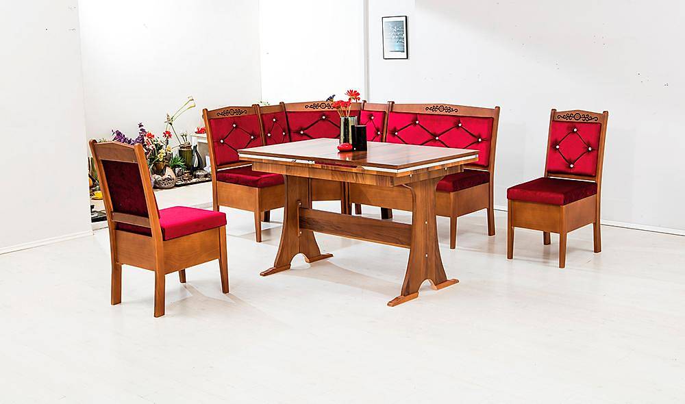 Avangarde Mutfak Köşe Takımı Ceviz - Bordo Mutfak Köşe Takımları