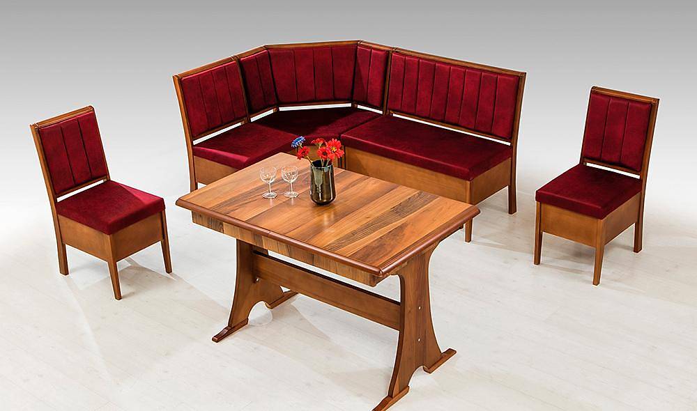 Riva Mutfak Köşe Takımı Ceviz - Bordo Mutfak Köşe Takımları