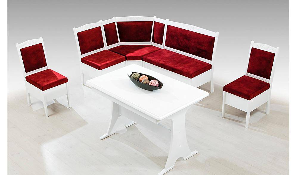 Hicran Mutfak Köşe Takımı Beyaz - Bordo Mutfak Köşe Takımları