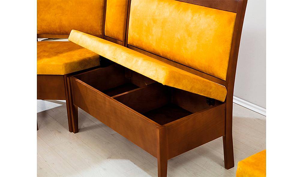 Hicran Mutfak Köşe Takımı Ceviz - Hardal Mutfak Köşe Takımları