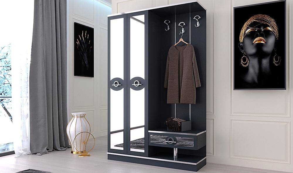 Kamer Antrasit 2 Kapılı Portmanto Vestiyer Portmanto