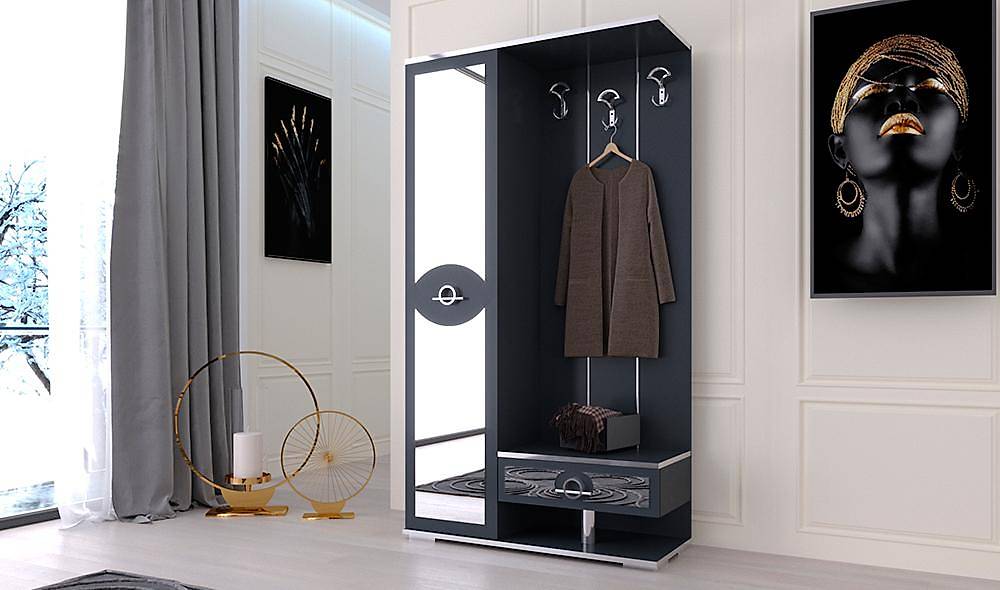 Kamer Antrasit Tek Kapak Portmanto Vestiyer Portmanto