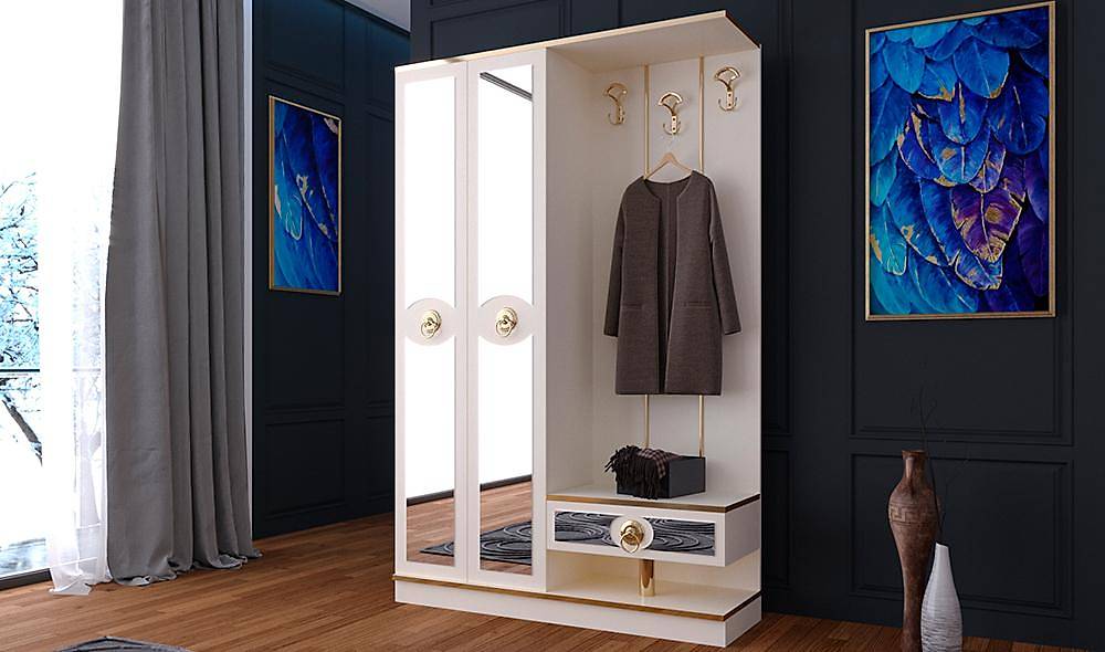 Kamer Krem 2 Kapılı Portmanto Vestiyer Portmanto