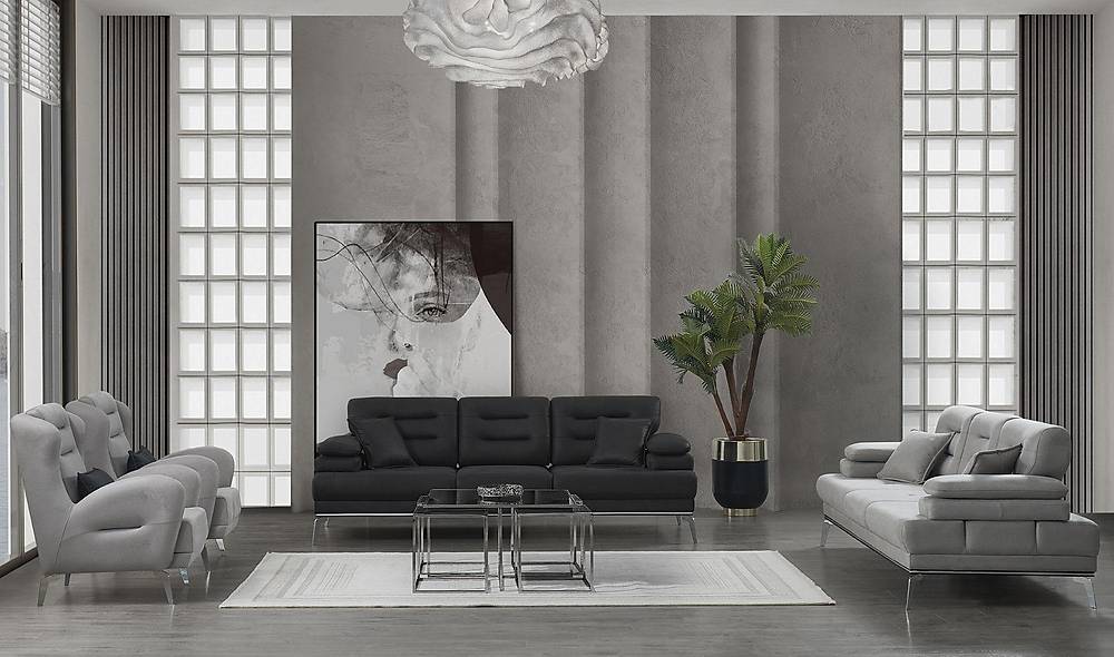 Vienay Siyah - Gri Koltuk Takımı Koltuk Takımı