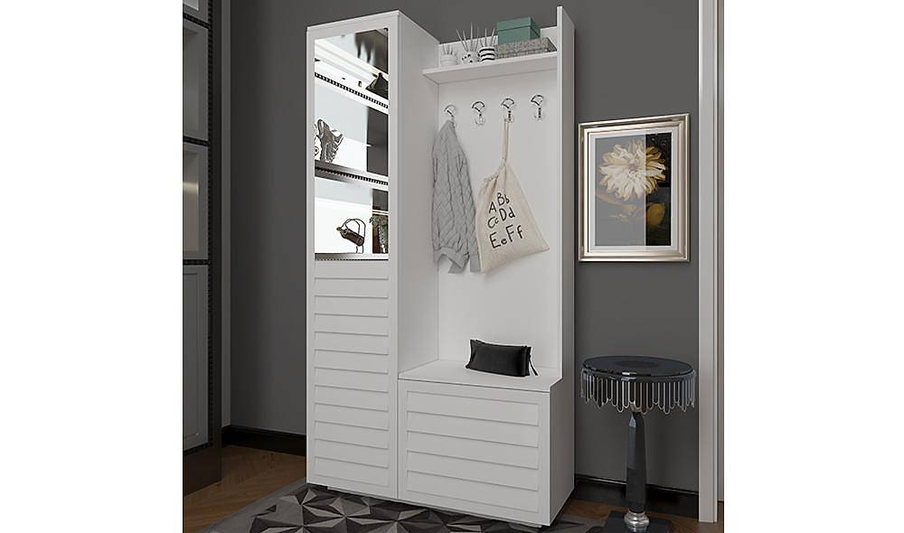 Fulya Beyaz Portmanto Vestiyer Portmanto