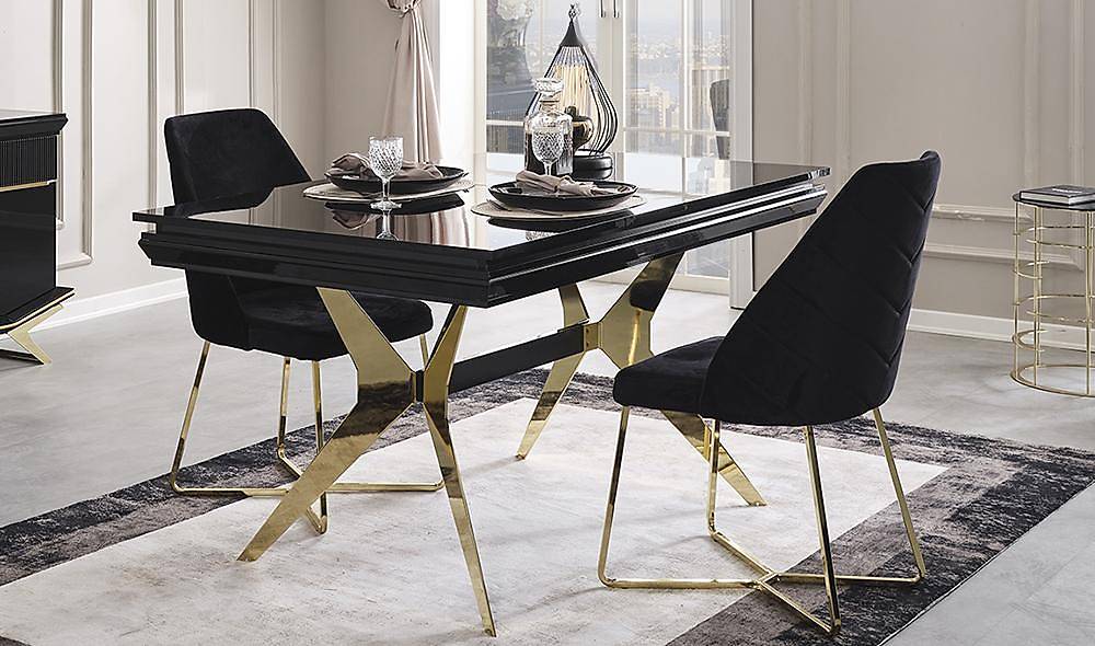 Clara Siyah Gold Masa Takımı Masa Sandalye