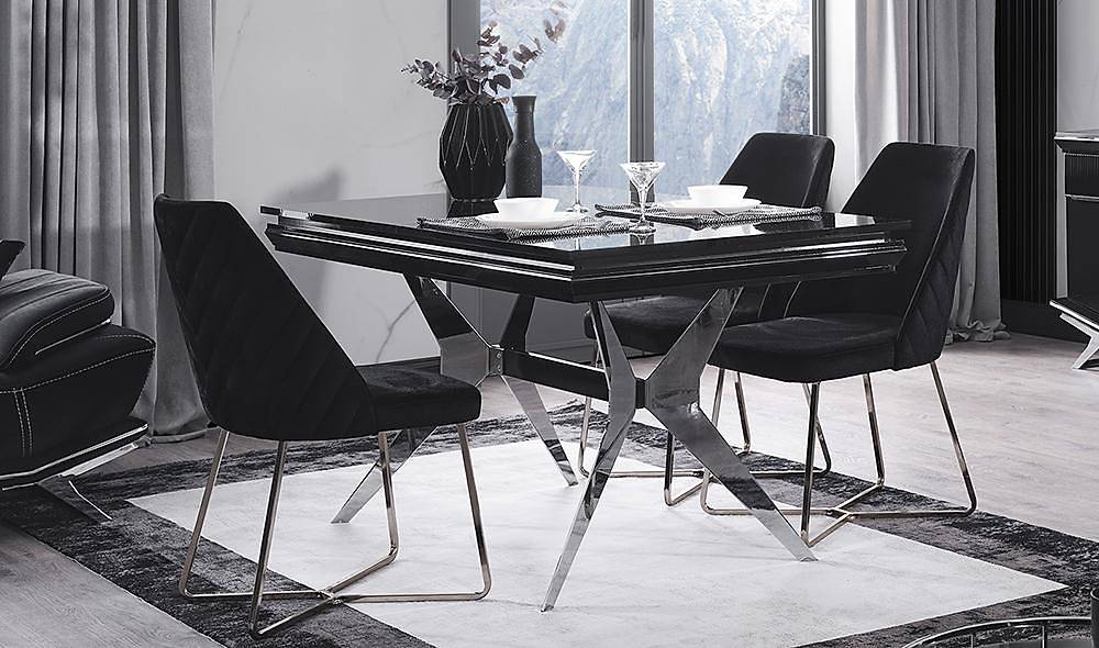 Clara Siyah Silver Masa Takımı Masa Sandalye