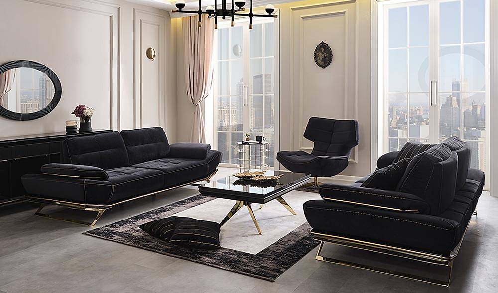 Clara Gold - Siyah Koltuk Takımı Koltuk Takımı