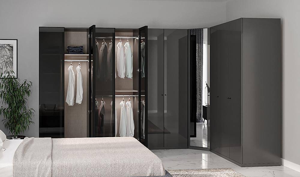 Elantra Köşe Gardolap Kapaklı Gardırop