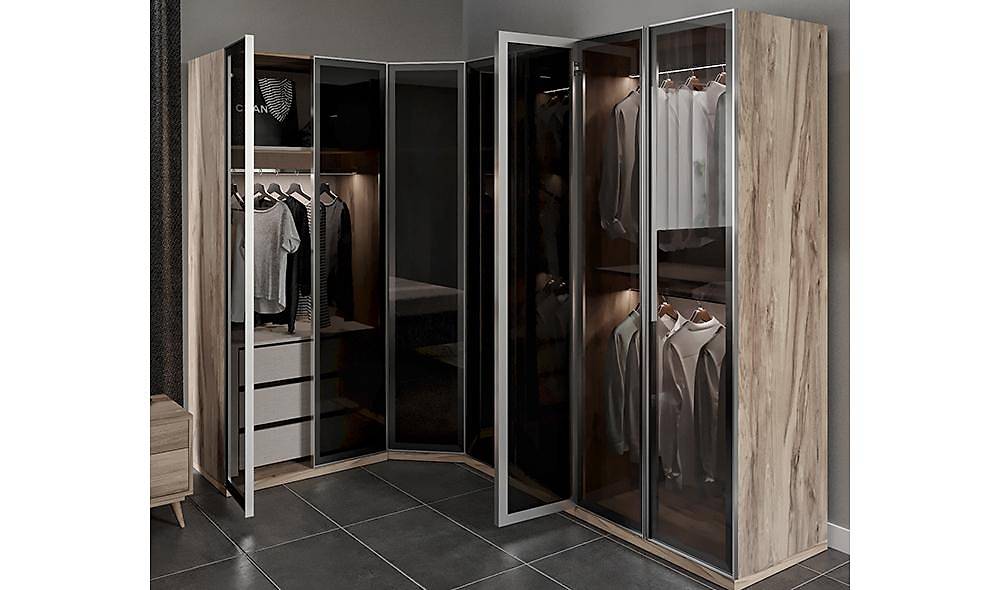 Bristol Cam Köşe Gardolap Kapaklı Gardırop