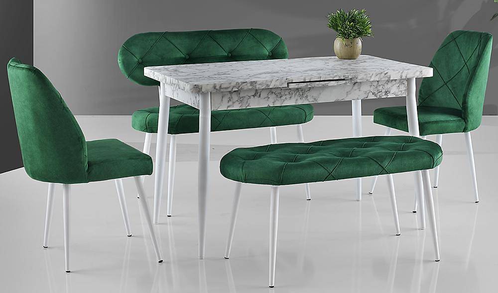Yeşil Kapitoneli Yemek Masası Takımı Yemek Masası Takımı